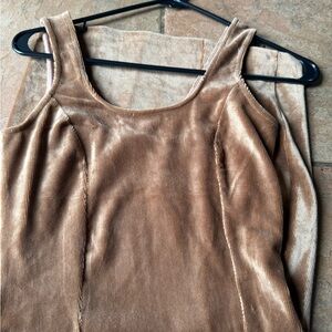Velvet Scoop Tank Top in Camel Brown